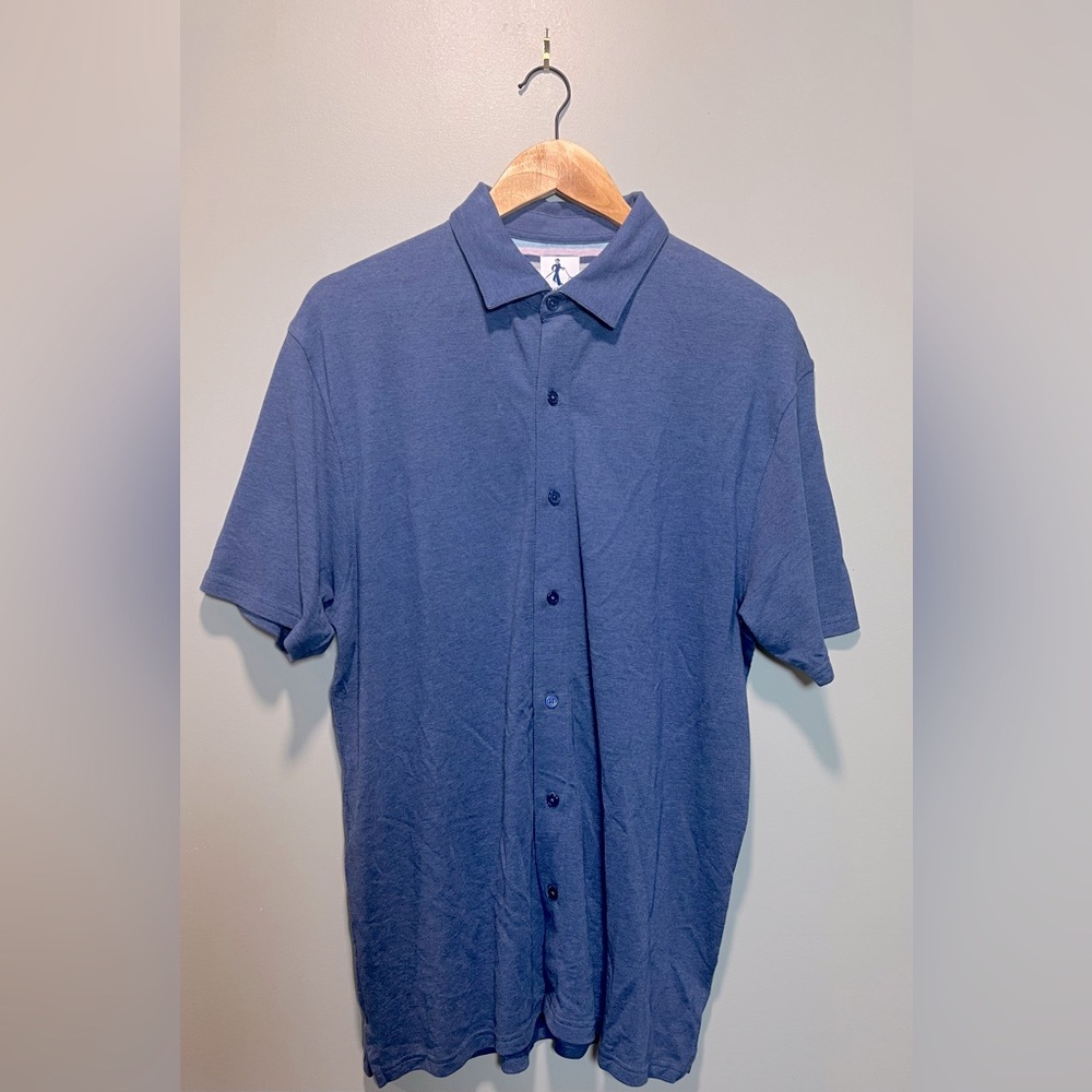 Sharp Lad Men's Blue,  Button Up,  Short Sleeve 
shirt
Tencel and Cotton
Large